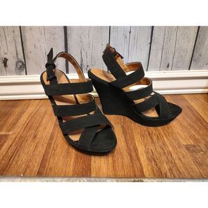 Qupid black tall wedges size 8